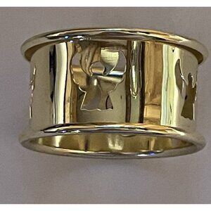 Set of 8 Vintage Gold Tone Napkin Rings Angel Cutouts Christmas Holidays